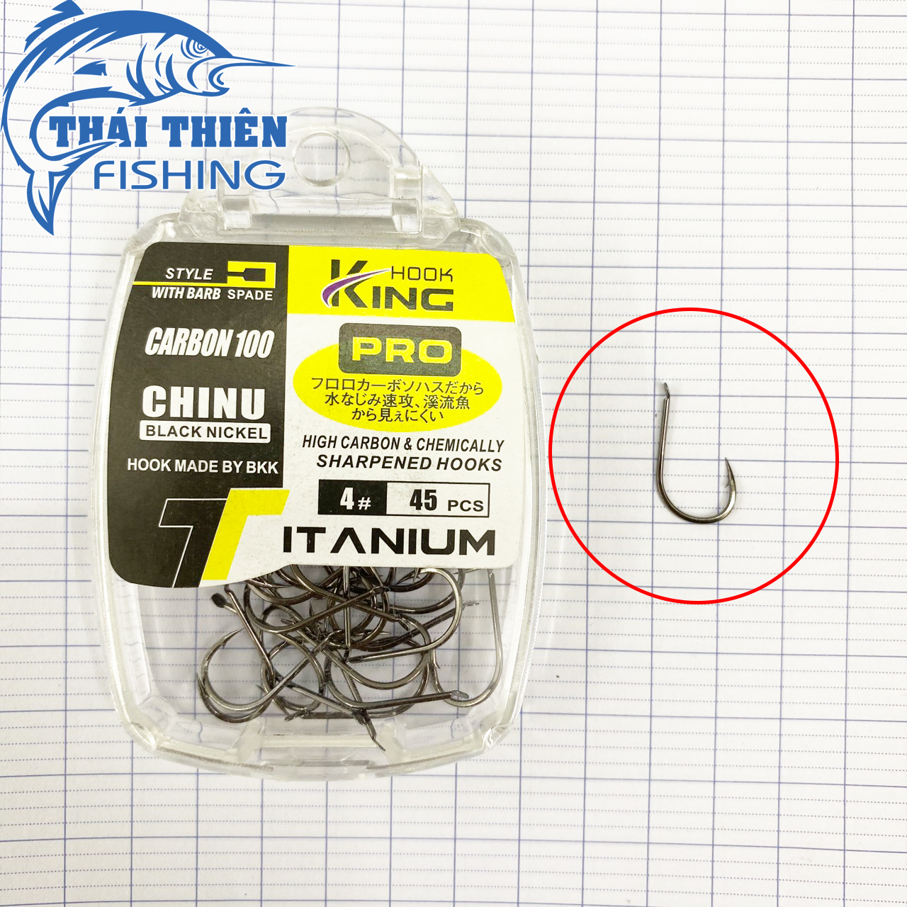 Lưỡi Câu Cá Chinu Pro Kinghook Titanium Carbon 100 Made By Bkk