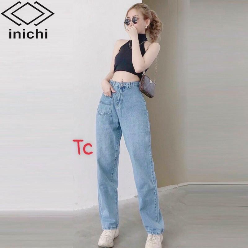 Quần Jeans Bò Nữ Ống Rộng Túi Trước Chất Bò Mềm