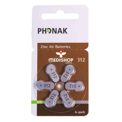 Vỉ 6 Viên Pin Phonak 312 Chính Hãng Của Đức