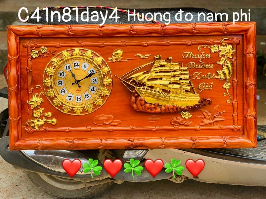 TRANH ĐỒNG HỒ TREO TƯỜNG KHẮC CHỮ THUẬT BUỒM XUÔI GIÓ KT 41×81×3,5CM