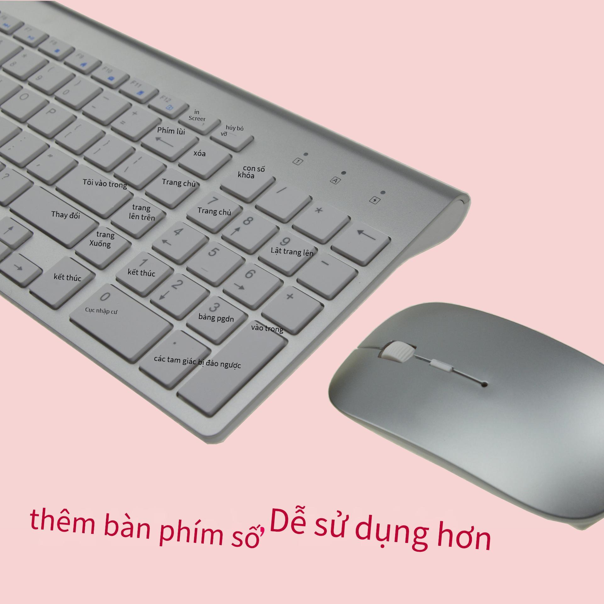 Bàn phím không dây 2.4G phong cách mới nhất tắt tiếng bên ngoài bộ thu USB chuột đặt máy tính để bàn máy tính xách tay văn phòng đánh máy