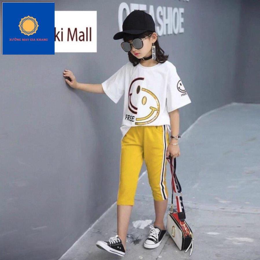 Đồ bộ quần áo thun bé gái áo form rộng, kết hợp quần lửng - Xưởng may . Gia Khang