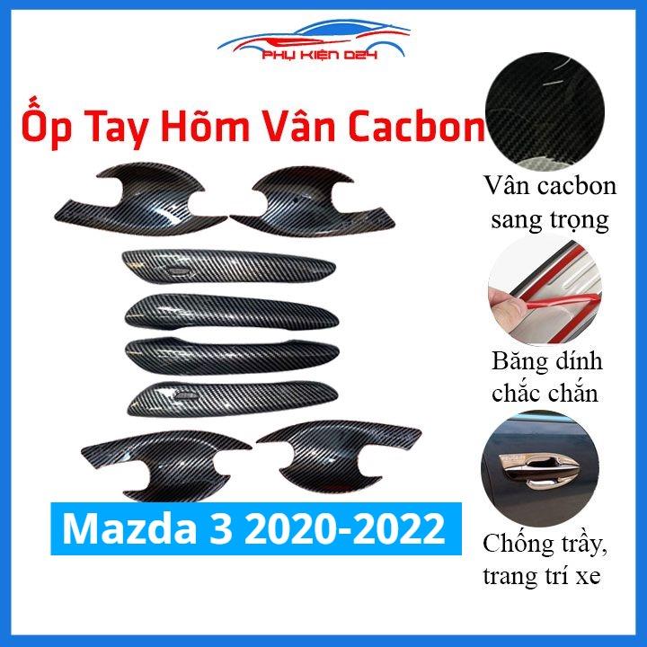 Ốp tay hõm Mazda 3 2020-2021-2022 vân carbon, mạ crom chống trầy bảo vệ cửa xe ô tô