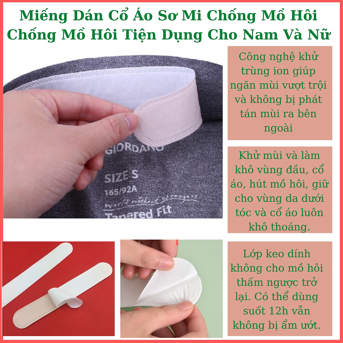Combo 10 Miếng Dán Bảo Vệ Cổ Áo Sơ Mi Chống Mồ Hôi và Chống Bụi Bẩn Tiện Dụng