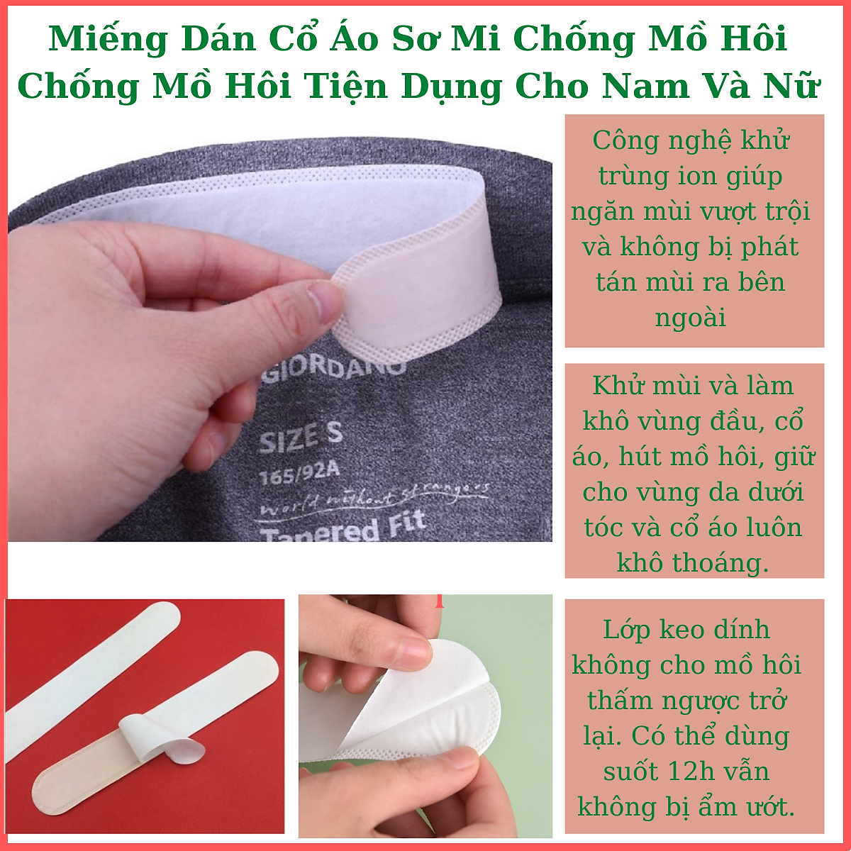 Combo 10 Miếng Dán Bảo Vệ Cổ Áo Sơ Mi Chống Mồ Hôi và Chống Bụi Bẩn Tiện Dụng