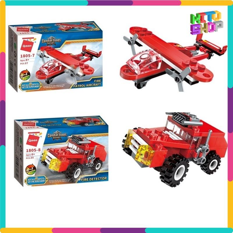 Đồ Chơi Xếp Hình Thông Minh Qman 1805 - Biệt Đội Xe Ô Tô Cứu Hỏa 313 Mảnh Ghép Cho Trẻ Từ 6 Tuổi
