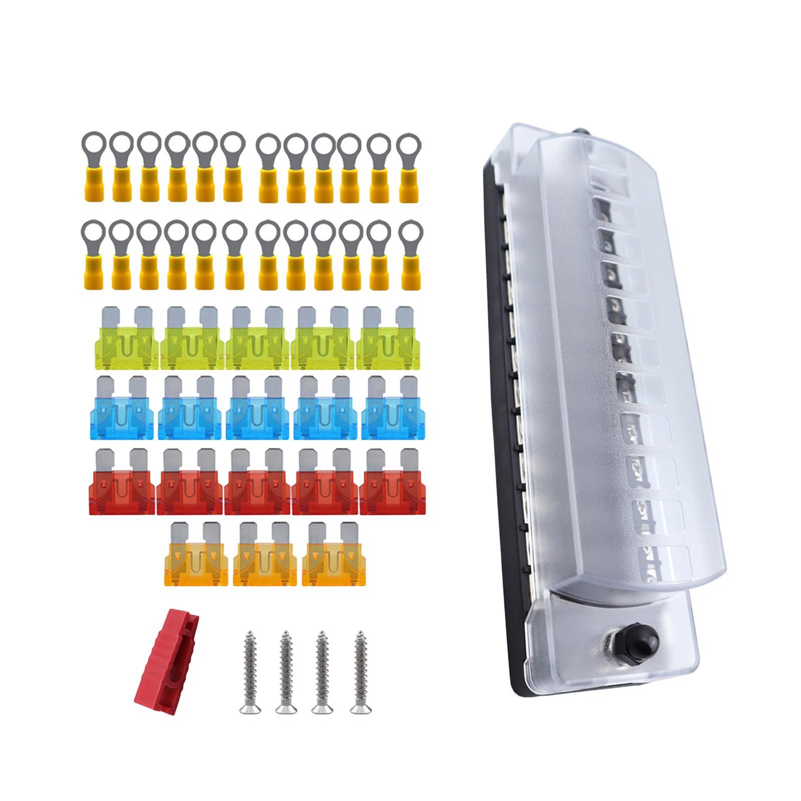 12 Way Fuse Block Fuse Holder High Strength Waterproof Standard ,Heat Resistant, PBT Automotive Fuse Box Circuit Holder Panel for Vehicle