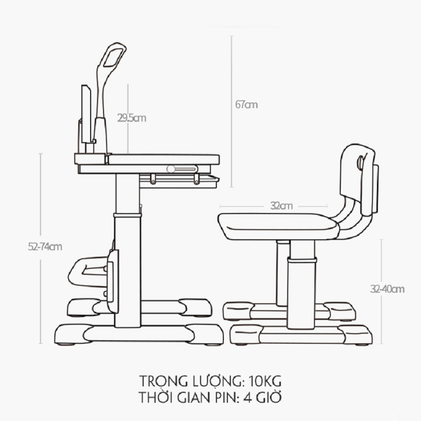 Bộ bàn học sinh tiểu học - Full bộ bàn, ghế, đèn học - Tặng kèm hộp bút màu nước