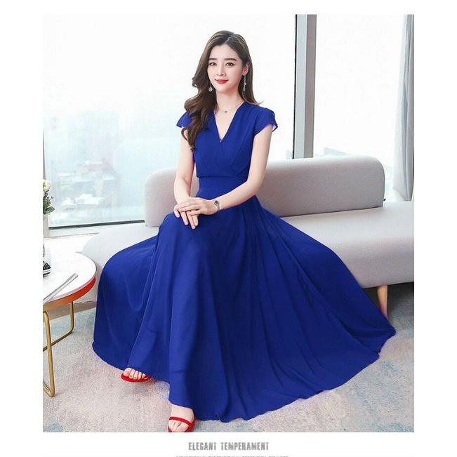 ĐẦM MAXI CỔ V TAY CON