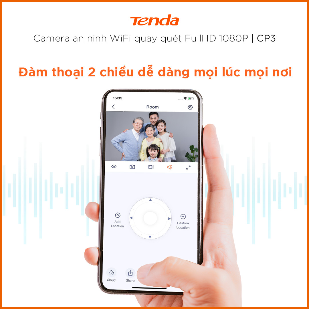 Camera IP Wifi Tenda CP3 Full HD 1080P 360° - Hàng Chính Hãng