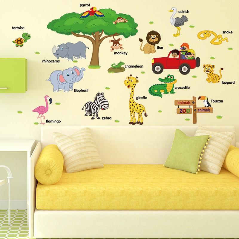 Sticker Decal dán tường Tiếng anh các loài vật SK9084