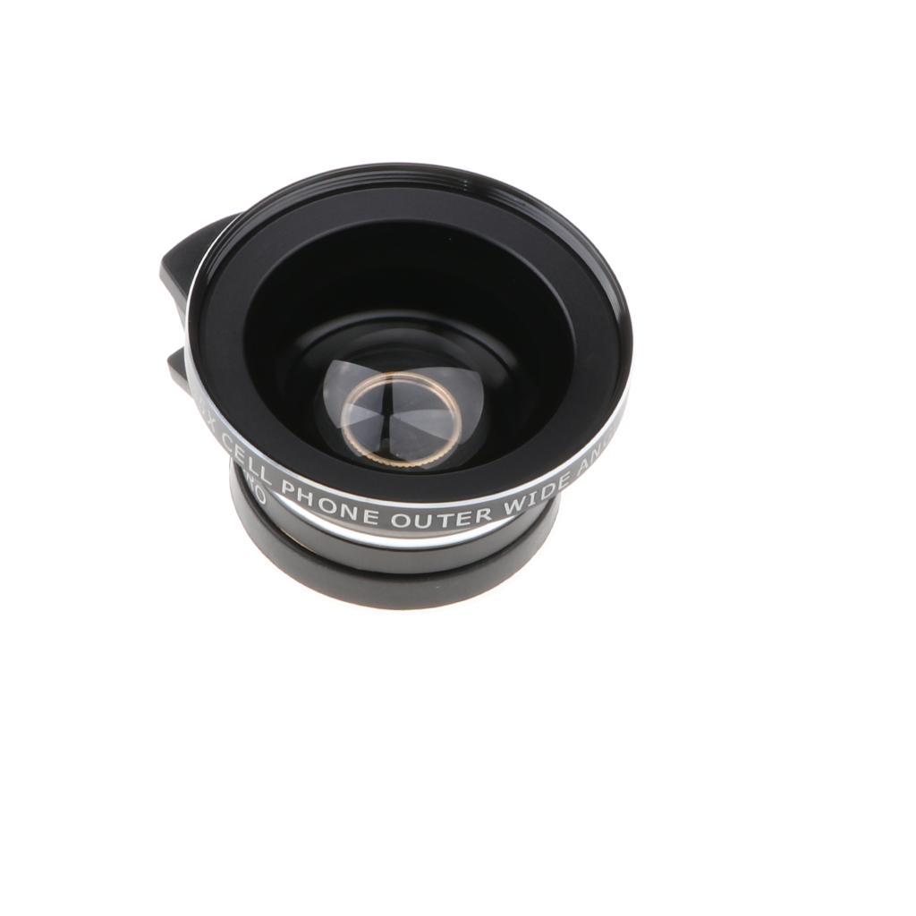 Clip-on 12X Zoom Telescope Camera Telephoto Lens and Wide Angle Lens black