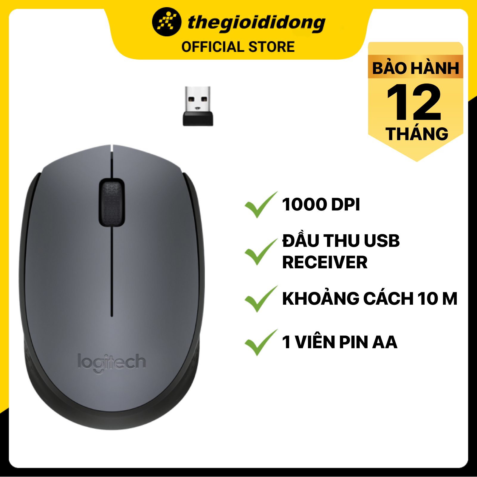 Chuột Không Dây Logitech M170 (Đen) - Hàng Chính Hãng