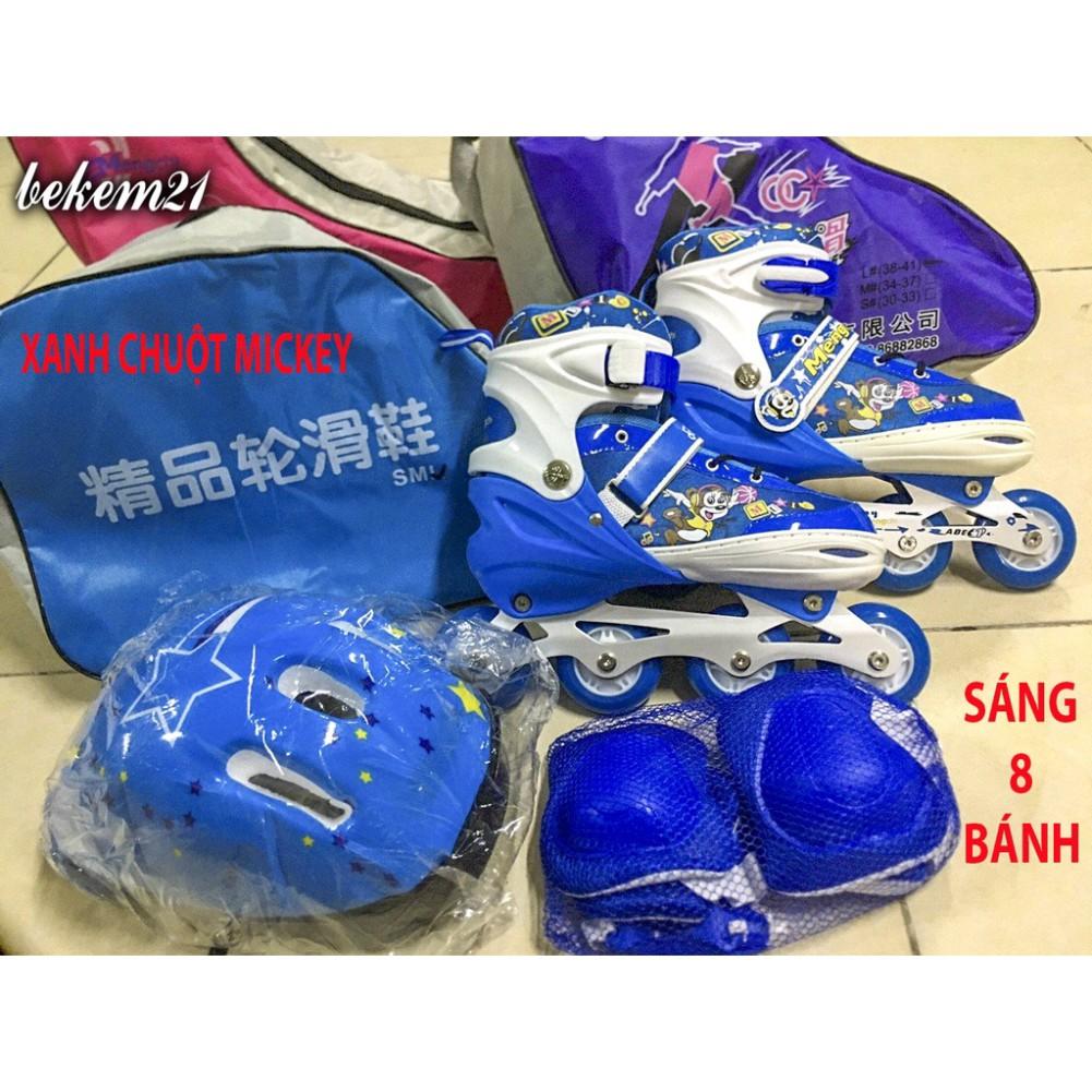 (5 MÀU) Giày Trượt Patin Phát Sáng 8 Bánh Sport Trẻ Em - Batin Người Lớn QF Thế Hệ Mới (TẶNG KÈM 2 THANH CỜ LÊ