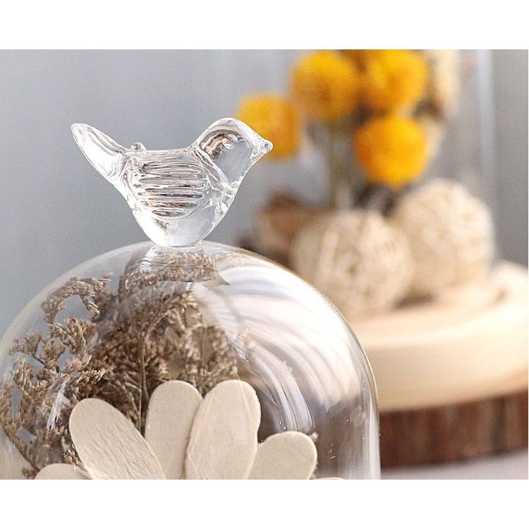 Chụp thủy tinh đế gỗ chống bụi, trang trí trái tim, chim, thỏ, noel - đậy nến thơm Candle Cup, BBW