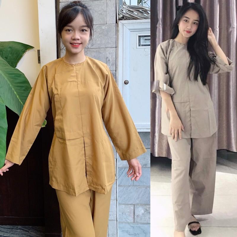 Đồ Lam Đi Chùa # Vạt Hò # Đồ Bộ - Ca Cao Nút Cây,Size 3- 58kí Trở Lại