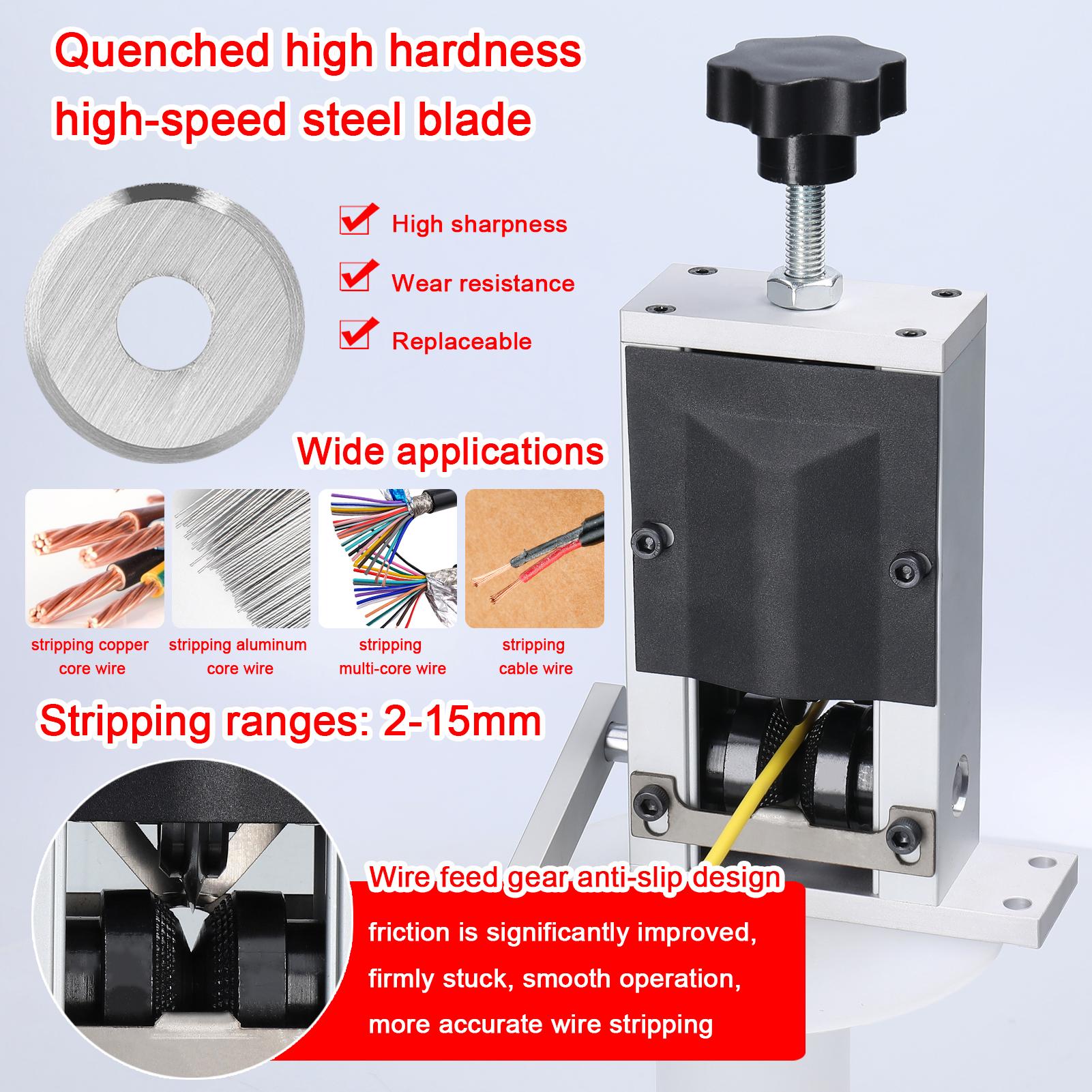 Portable Household Wire Stripper Aluminum Alloy Manual Wire Stripping Tool Cable Peeling Machine with Hand Crank Use with Hand Electric Drill for 2-15mm Wire