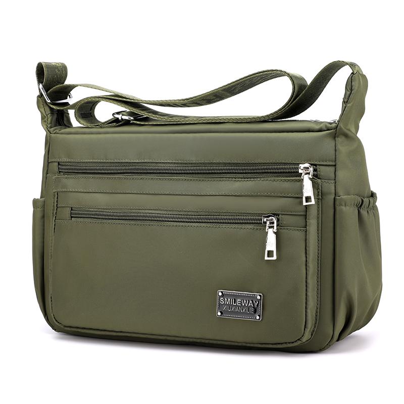 Thời Trang Nữ Màu Trơn Khóa Kéo Nylon Chống Thấm Nước Túi Đeo Vai Nữ Túi Đeo Chéo Nữ Bolsa Chống Nước Du Lịch Túi