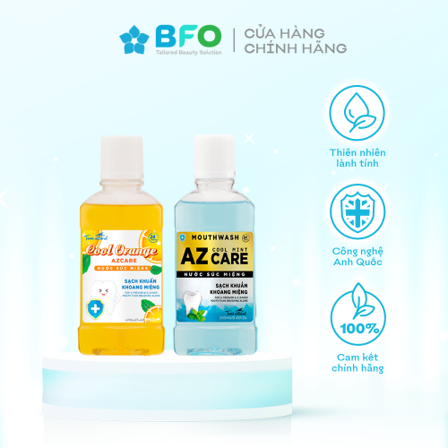 Nước súc miệng diệt khuẩn Hương Bạc Hà, ngừa sâu răng, hơi thở thơm lâu, 260ml - AZ Care Cool Mint