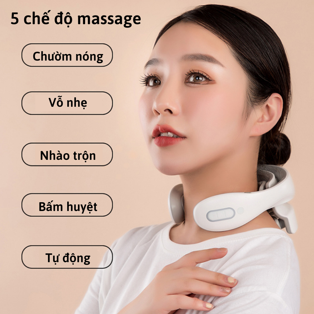 Máy massage cổ vai gáy CTFAST JT-88, máy mát xa nhiệt 4 đầu xung điện cùng 5 đầu rung hỗ trợ xoa bóp giảm nhức mỏi, thư giãn cột sống - Hàng cao cấp loại 1