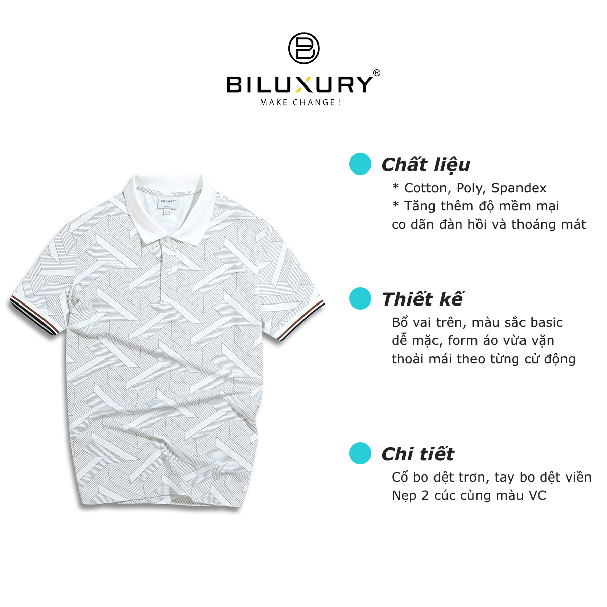 Áo Thun Nam Polo Ngắn Tay Cổ Bẻ (5APCH007TRK ) Chính Hãng BILUXURY ,Vải Cotton Cao Cấp,Kiểu Dáng  Body Fit Lịch Lãm,tôn dáng, Co Giãn 4 Chiều, Thoáng Mát Chống Nhăn Tốt