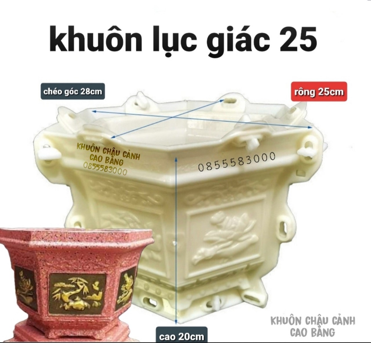 Khân đúc chậu cảnh lục giác 25 và chân đôn khuôn có lòng trong dễ dàng sử dụng