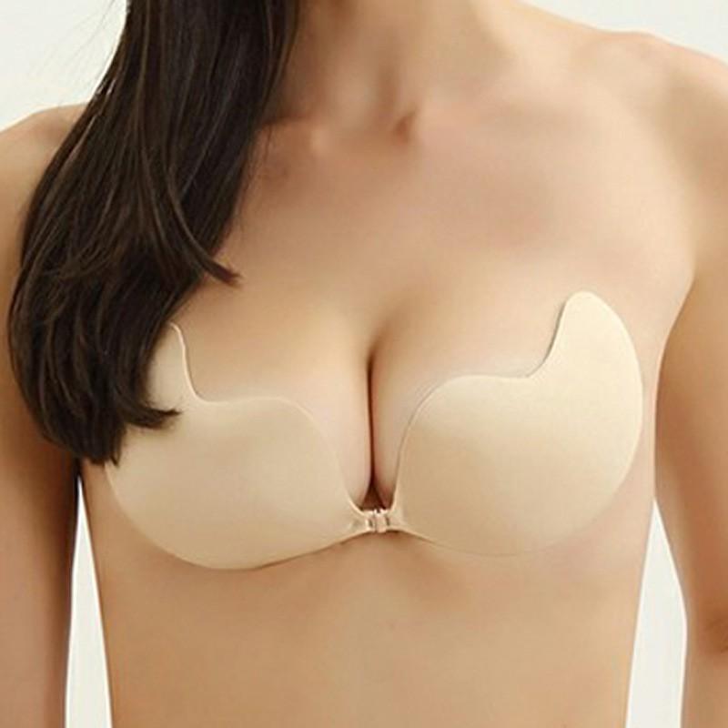 Áo bra dán silicon - Áo ngực tạo khe áo lót mặc váy cưới mặc áo đầm hở vai màu da màu đen