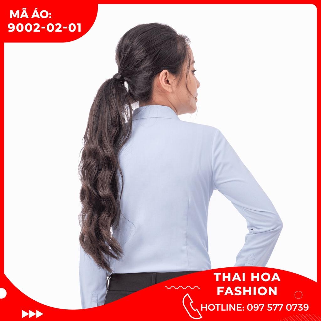 ÁO SƠ MI NỮ THÁI HÒA PHONG CÁCH CÔNG SỞ 9002 -02-01 MÀU XANH DA TRỜI DÀI TAY