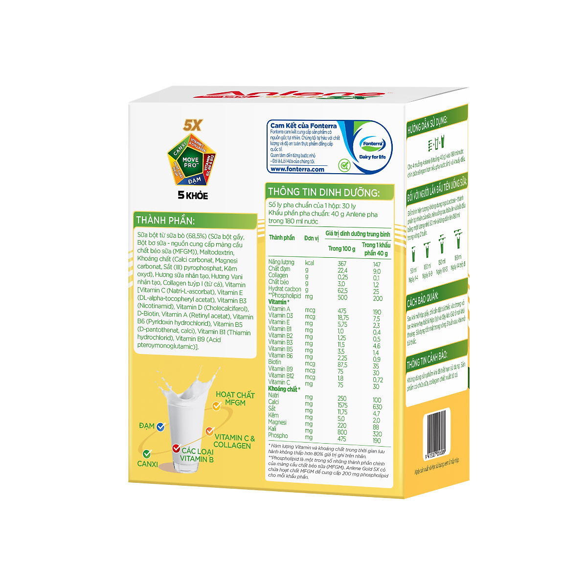 Combo 2 Sữa Bột Anlene Gold 5X Hương Vanilla (Hộp giấy 1200g) - Tặng chảo inox