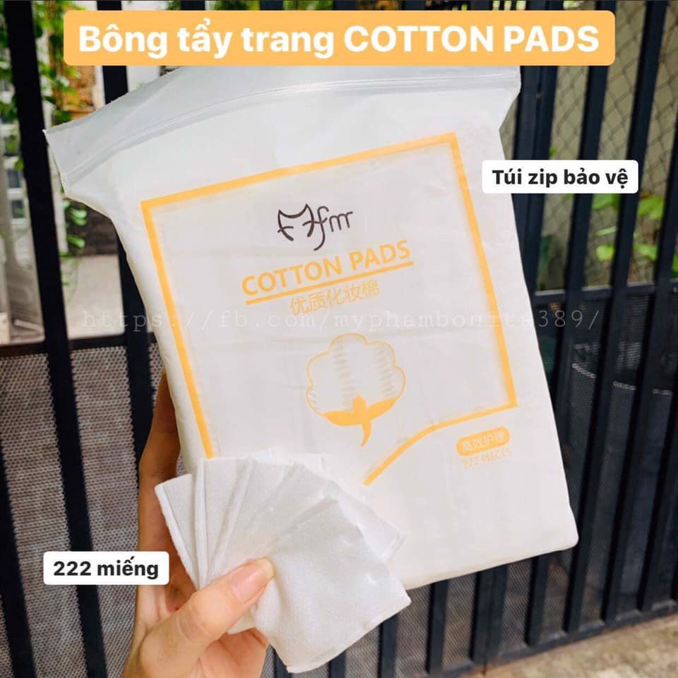 [Bạn mới nhập COSHBM -50% đơn 0Đ] Bông Tẩy Trang Cotton Pads 3 Lớp Túi 222 Miếng, BÔNG TẨY TRANG Cotton 222 miếng 3 lớp túi zip tiện lợi