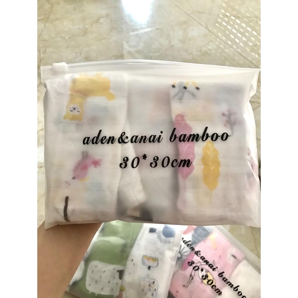 Khăn Sữa Sợi Tre Aden Anai 4 Lớp, 1 Set Gồm 3 Khăn, Hàng Sẵn Giao Ngay, Không Chọn Hình, Giao Ngẫu Nhiên