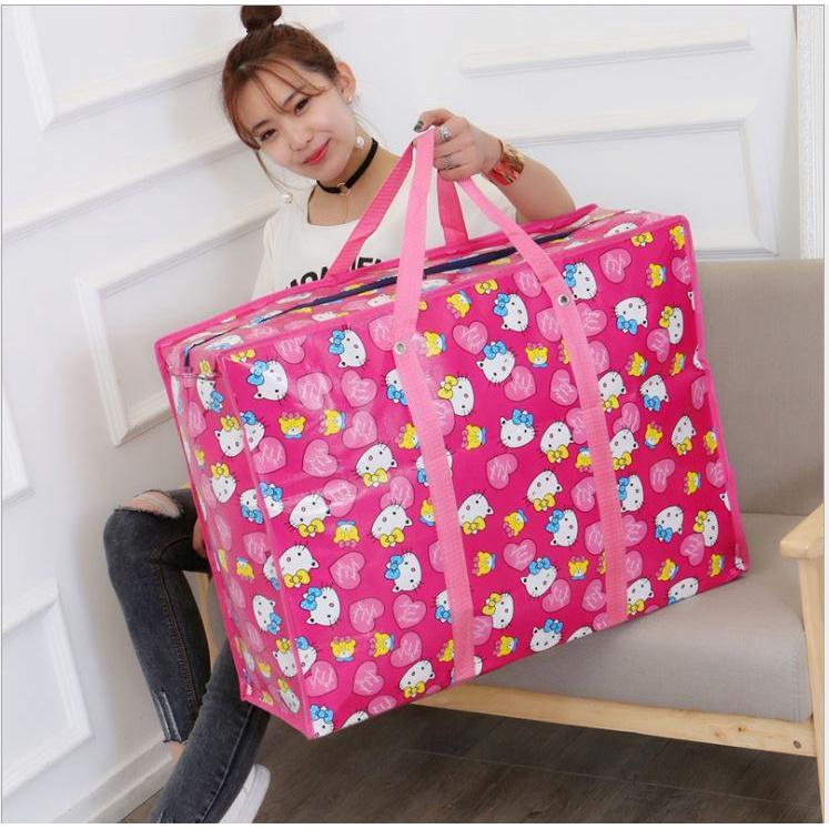 Túi xách tay đựng quần áo, chăn màn siêu to có khóa kéo size 80cm, túi bạc siêu to chống nước