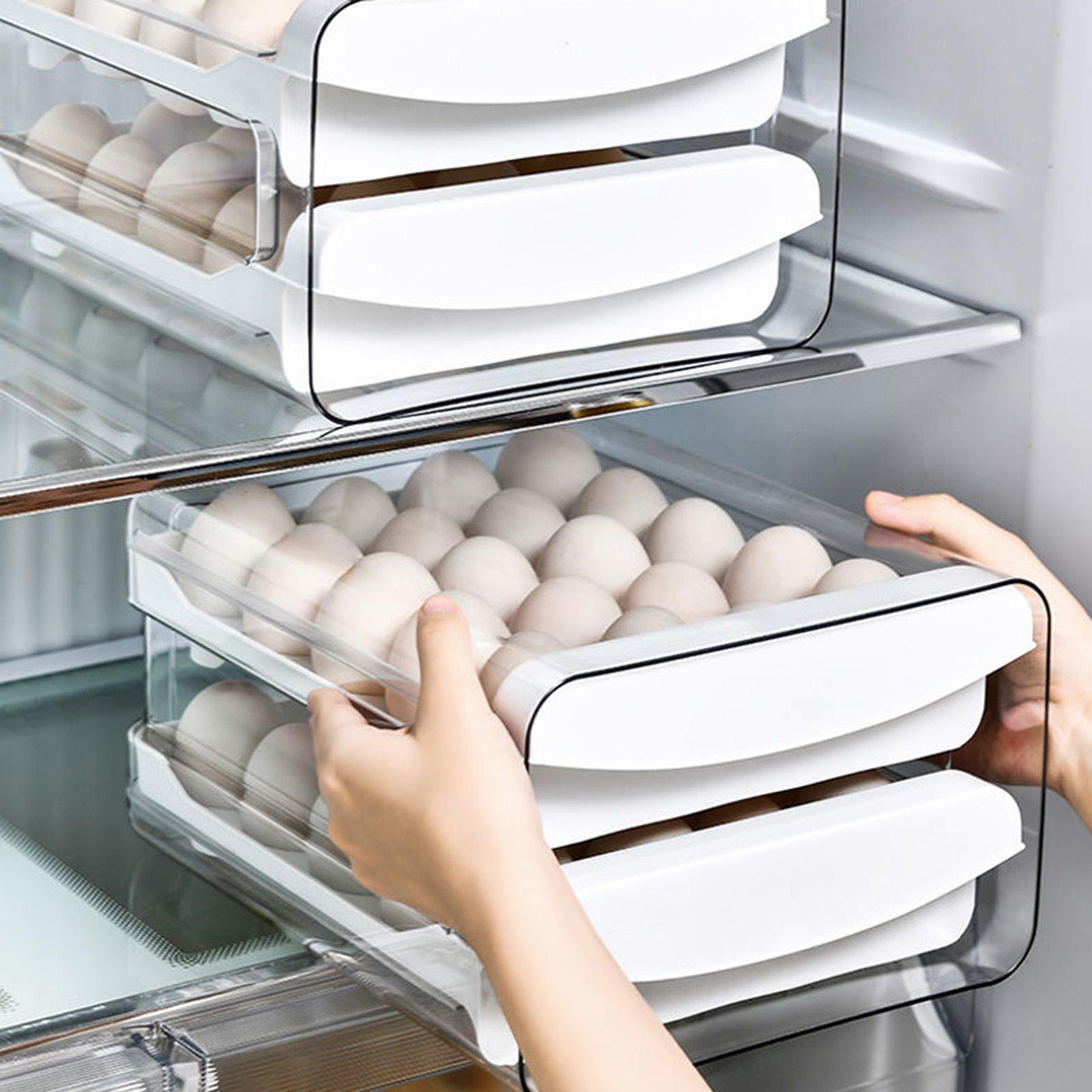 2 Layer Egg Holder Egg Storage Container Reusable Space Saving Durable Egg Fresh Storage Box Egg Tray for Cupboard Countertop Refrigerator