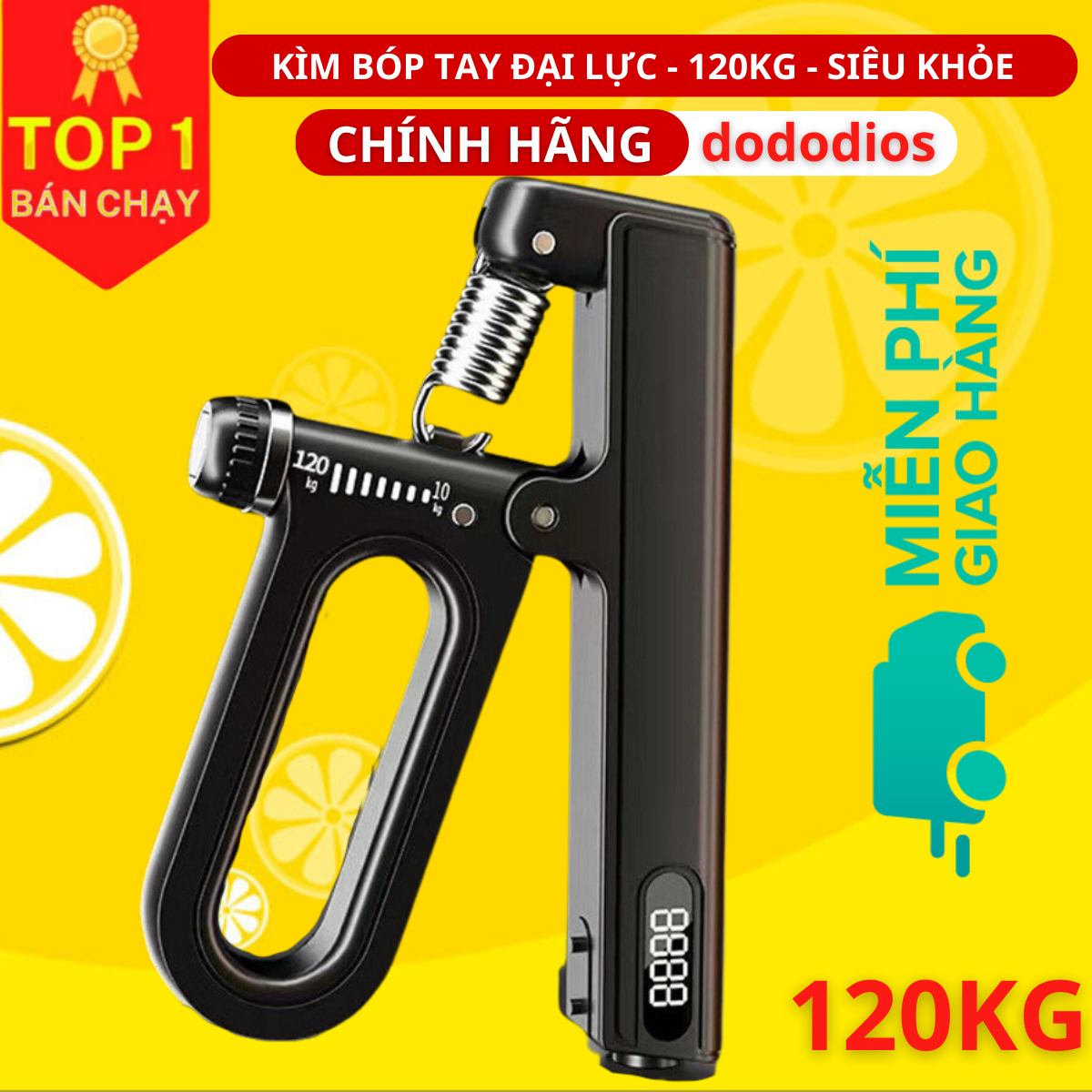 Màu ĐEN - Kìm Bóp Tay 120kg Super Cải Tiến Kháng Lực Có Đếm Số Đếm Giờ Điện Tử Dụng Cụ Tập Gym Tại Nhà - Hàng Chính Hãng dododios