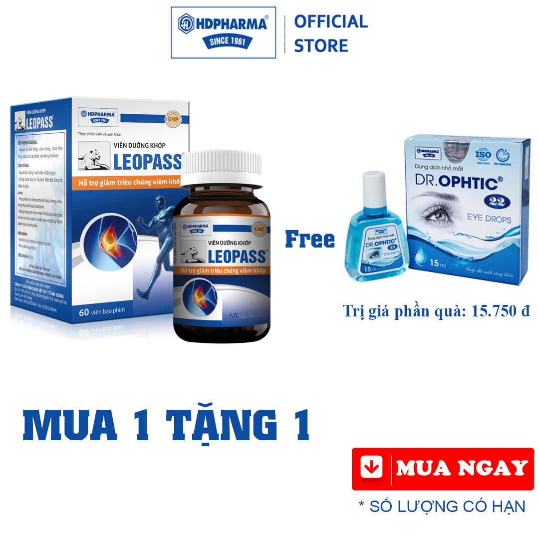 Viên Dưỡng Khớp Leopass - HDPHARMA - Hỗ Trợ Giảm Triệu Chứng Viêm Khớp, Thoái Hóa Khớp (Hộp 60 Viên)