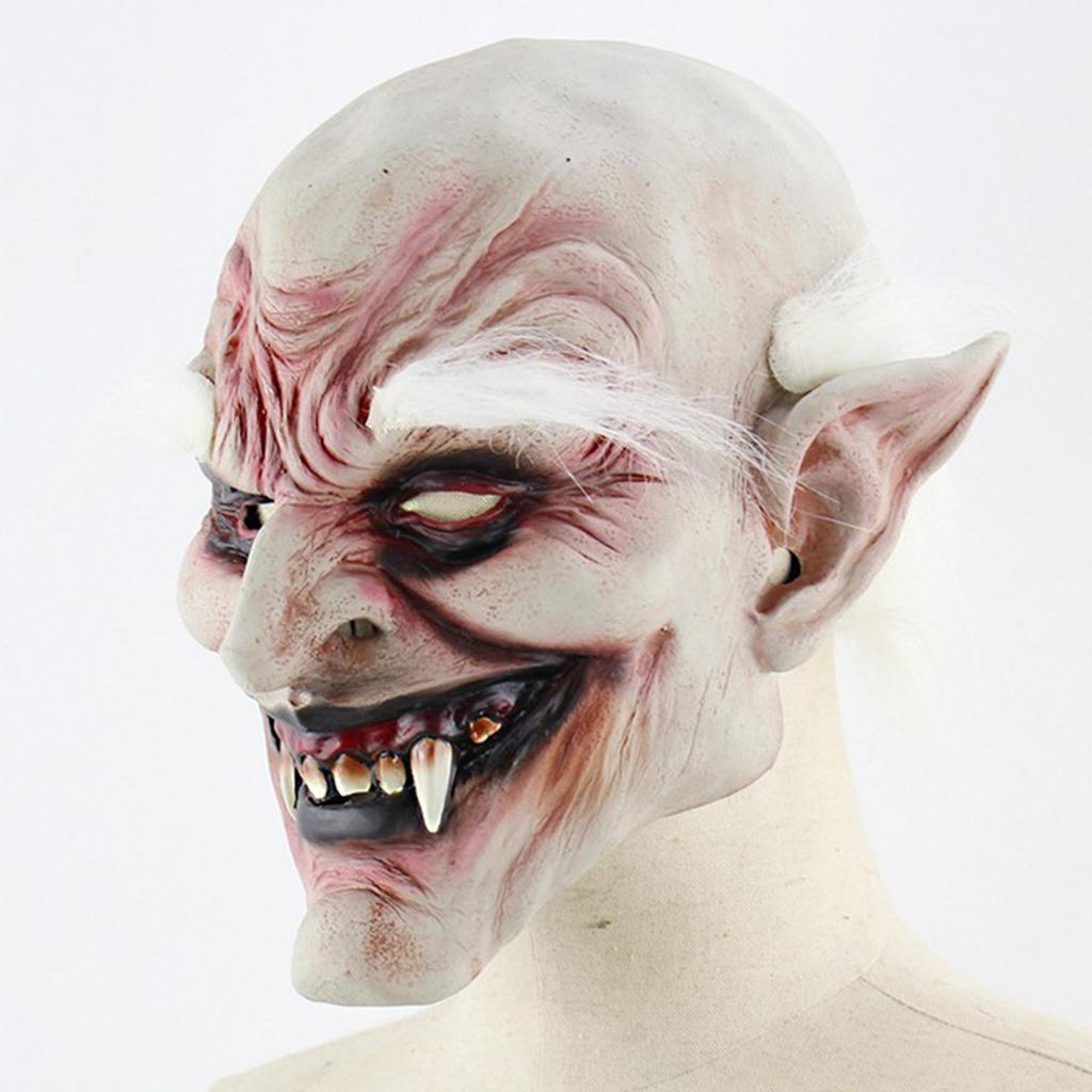 Halloween Costume Mask Full Head White Hai