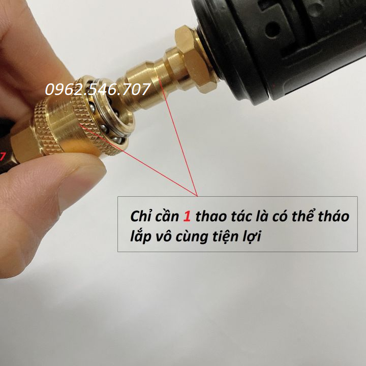 Bộ khớp nối nhanh ren 14mm cho máy rửa xe áp lực cao, máy xịt rửa cao áp, máy rửa xe gia đình