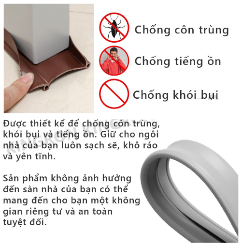 Nẹp chèn chân cửa thế hệ mới chặn gió khe cửa chống côn trùng.Thanh chắn cửa chống ồn, chống thoát hơi gió điều hòa GD649-RonU