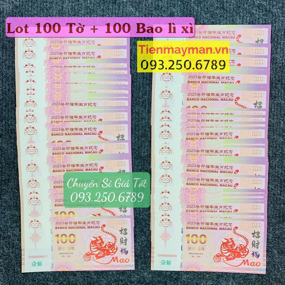 TỆP 100 Tờ Macao hình con Mèo lưu niệm lì xì tết Quý Mão , tặng bao lì xì