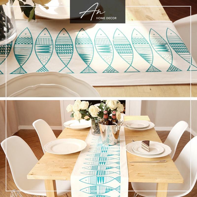 Tấm trải bàn Table runner con cá