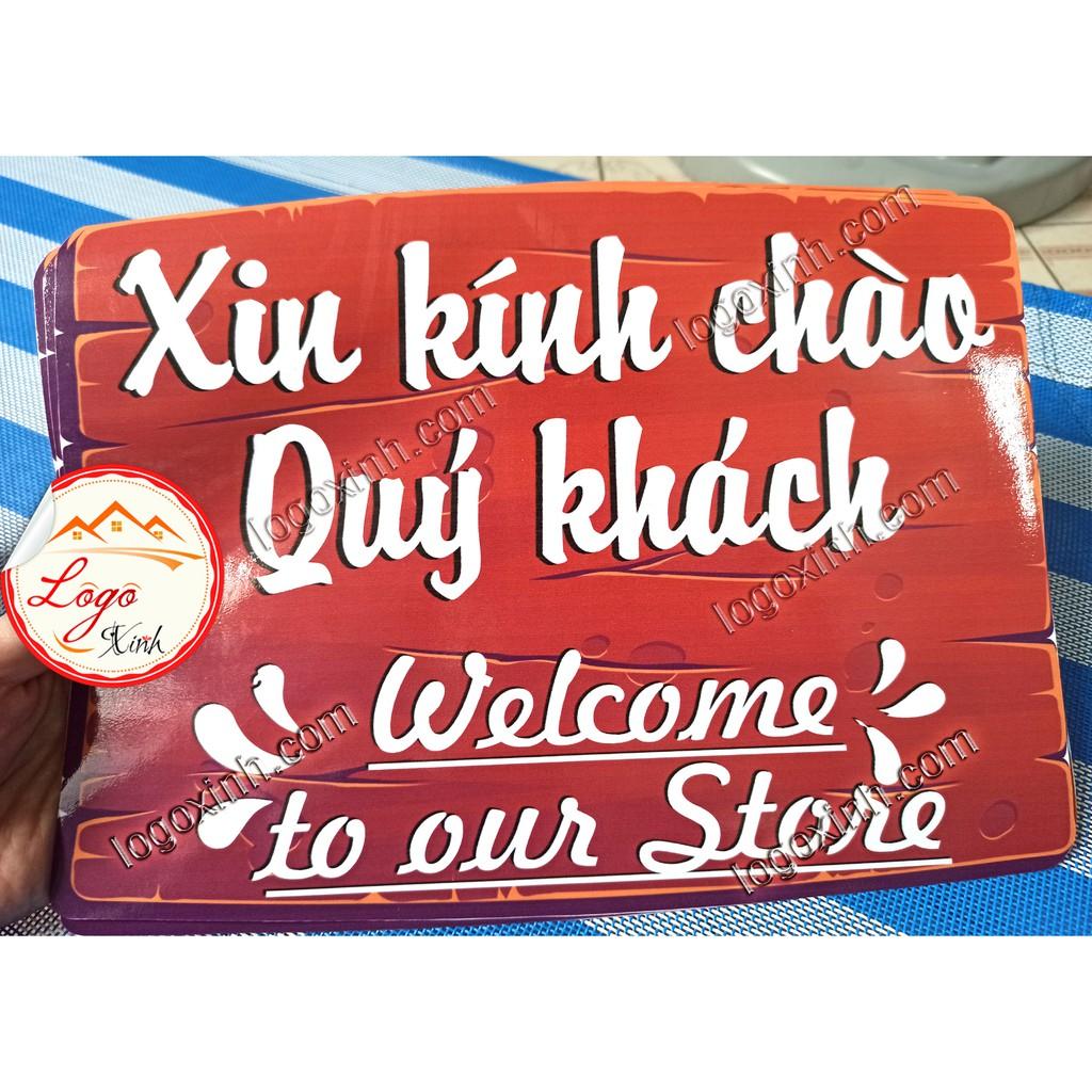 LOGO STICKER DÁN BIỂN WELCOME CHÀO MỪNG KÍNH CHÀO QUÝ KHÁCH DÙNG DECOR CHO NHÀ CỬA, QUẦY QUÁN