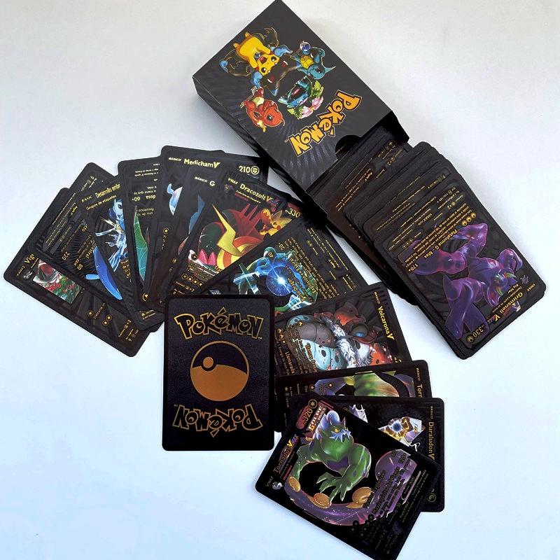 Bộ Sưu Tập Thẻ Bài Pokemon Bằng Kim Loại Màu Vàng/Bạc/Đen/Đen GX Energy Card Charizard Pikachu Cho Bé Trai Super Funny Pokemon Collection Gold&Silevr&Black