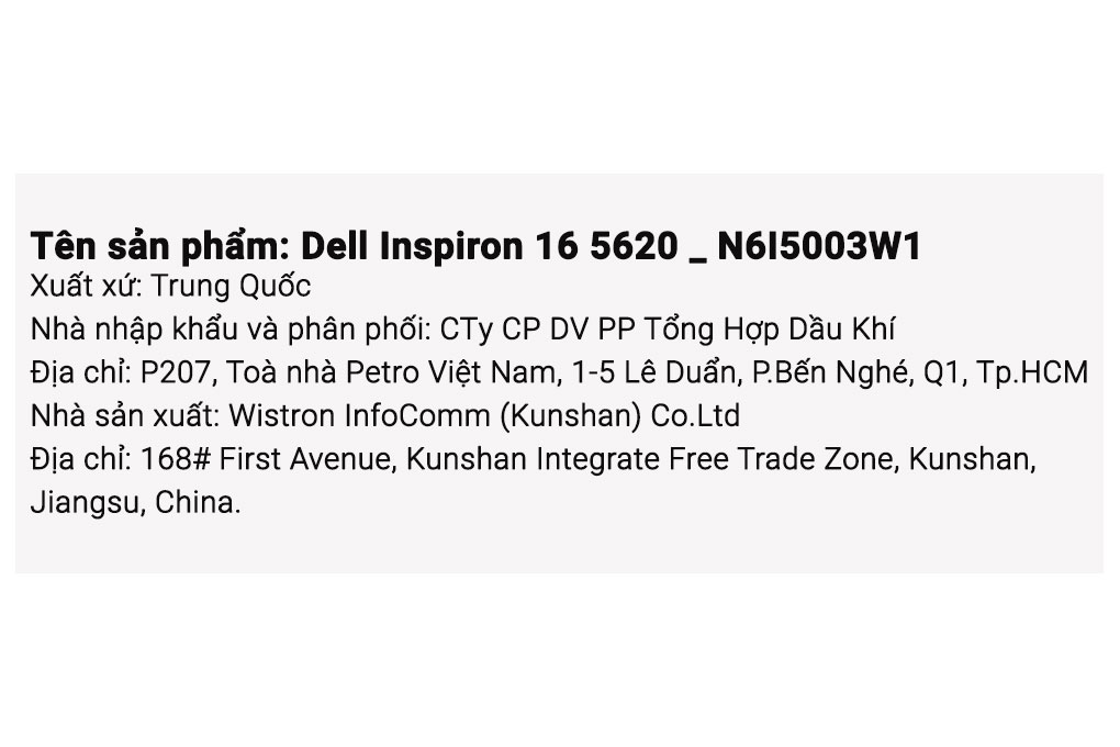 Laptop Dell Inspiron 16 5620 i5 1240P/16GB/512GB/2GB MX570/OfficeHS/Win11 - Hàng chính hãng