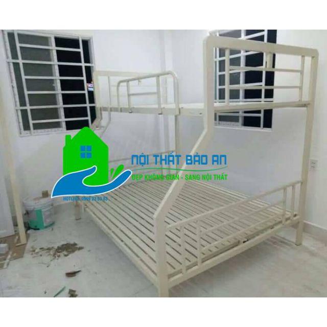 Giường sắt Tầng hộp  Trên 1m2 Dưới 1m4 Dài 2m Màu kem