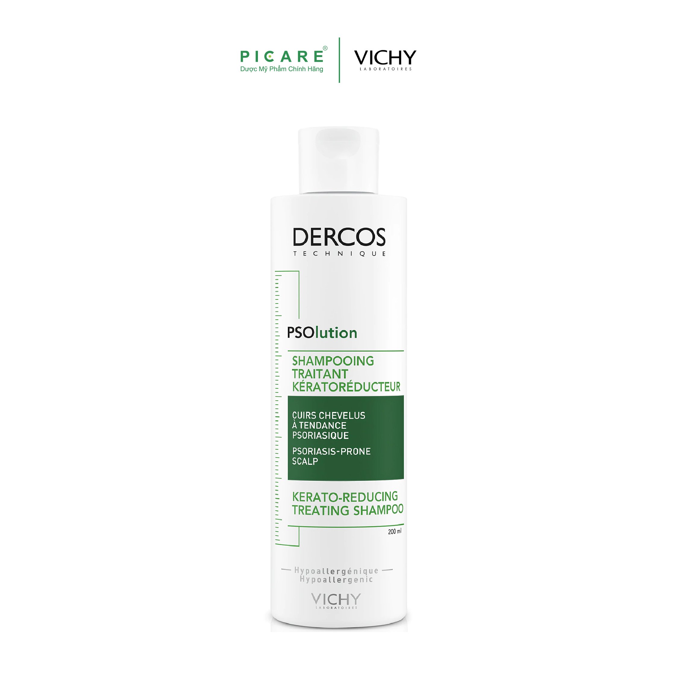 Dầu Gội Vichy Giảm Tình Trạng Bong Tróc Cho Da Đầu Gàu Và Ngứa Dercos PSOlution Keratoreducing Treatment Shampoo 200ml