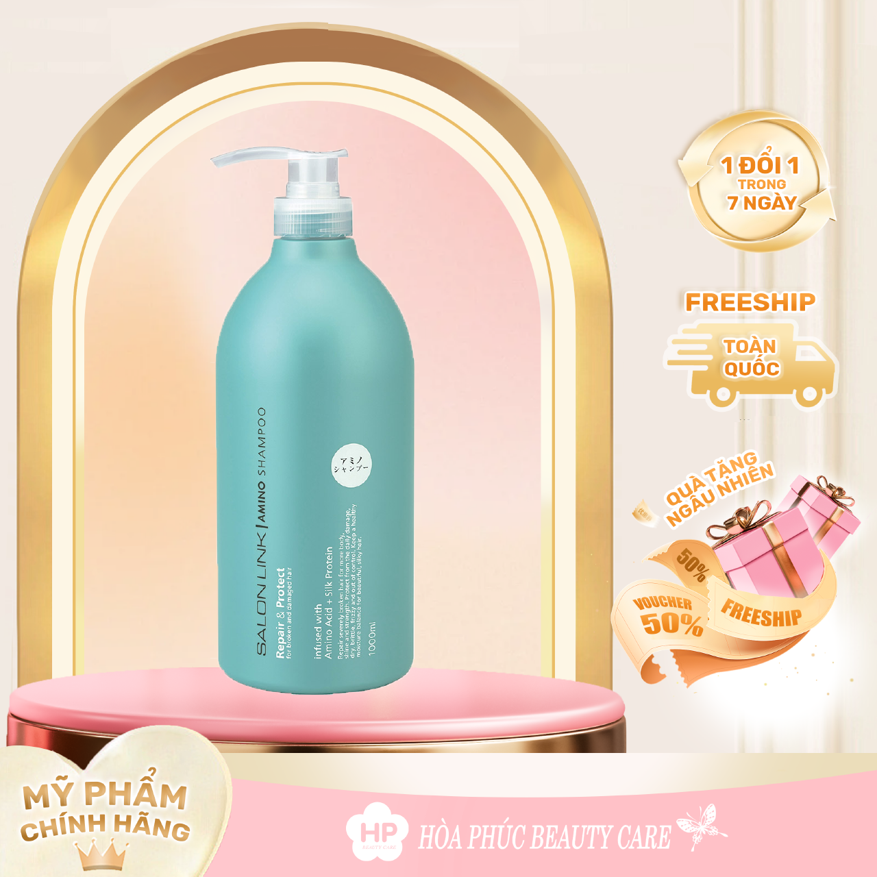 Dầu Gội Đầu Phục Hồi Tóc Khô Xơ, Chẻ Ngọn Salon Link Amino Shampoo Chai 1000 Ml