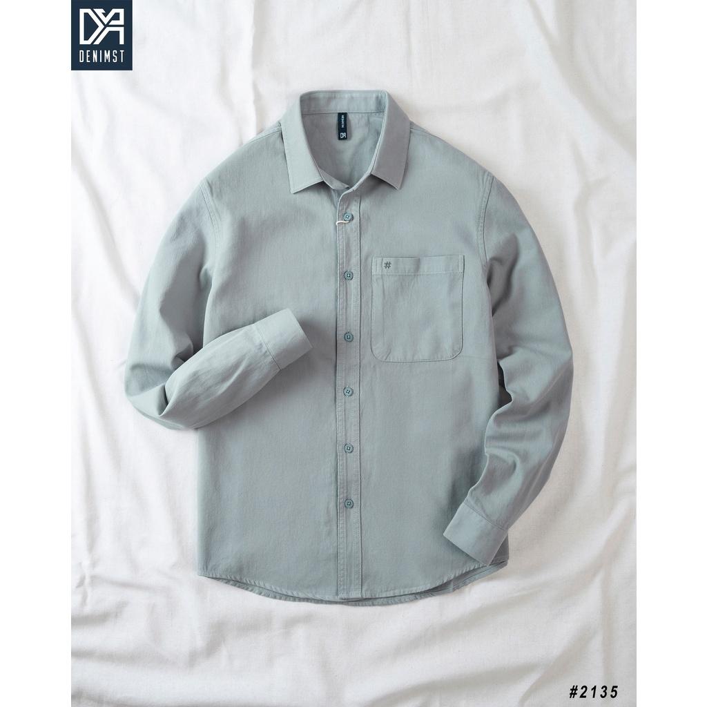 Áo sơ mi nam cotton kaki cao cấp Hashtag DENIMST, Áo sơ mi dài tay form suông 2135