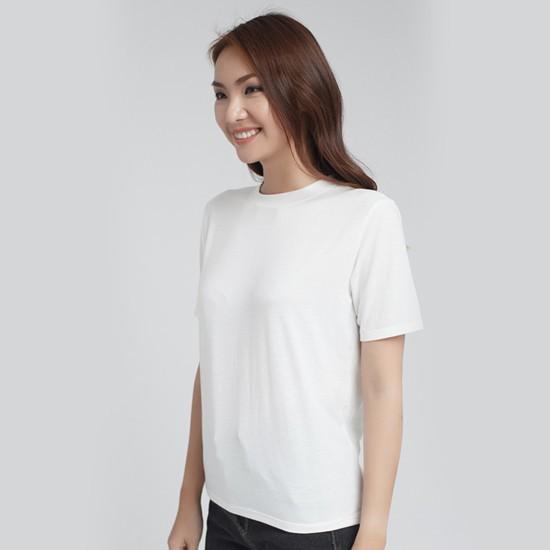Áo phông cổ tròn cotton co dãn 4 chiều trắng
