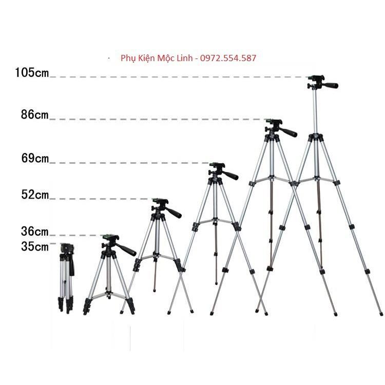 COMBO Gậy Tripod 3 Chân + KEP MAY ANH (Gậy tự sướng gia sàn