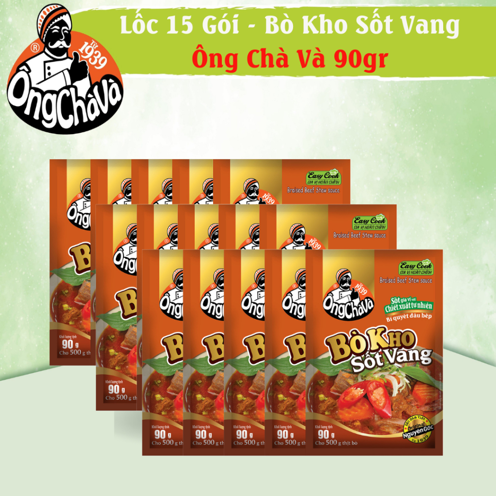 Lốc 15 Gói Sốt Bò Kho Sốt Vang Ông Chà Và 90g (Braised Beef Stew Sauce)